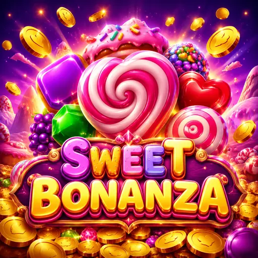 Sequência de tumble no Sweet Bonanza mostrando doces sumindo e novos caindo junto a bombas multiplicadoras 25x e 100x